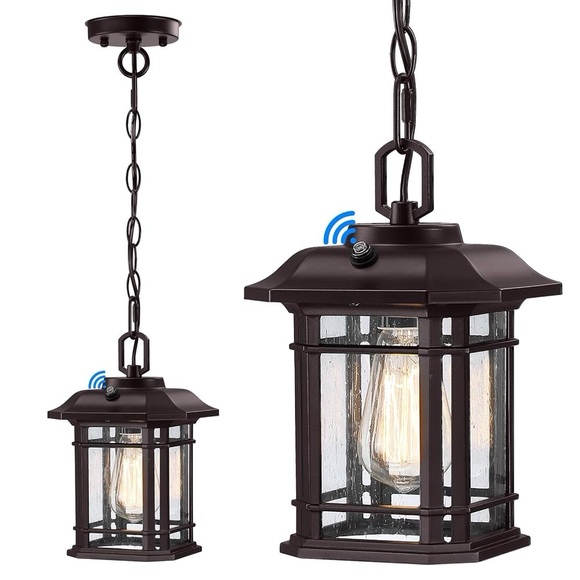 10.25'' Dusk to Dawn Outdoor Pendant Lights for Porch Exterior Hanging Farmhouse - Picture 1 of 6